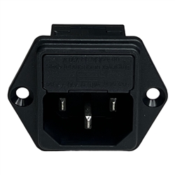 SCHURTER 6200.2300 MALE AC POWER IEC INLET WITH FUSEHOLDER   FLANGE/PANEL MOUNT 10A/250VAC FOR USE WITH 5X20MM FUSE CSA