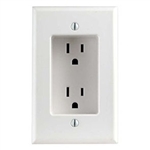 LEVITON 689-W 15 AMP 1-GANG RECESSED DUPLEX RECEPTACLE,     RESIDENTIAL GRADE, WITH SCREWS MOUNTED TO HOUSING, WHITE