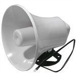 MODE 70-707-1 OUTDOOR HORN SPEAKER, 8 OHM @ 10W, WHITE ABS  PLASTIC, 5" OPENING, 6" WIRE LEADS
