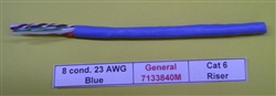 GENERAL CABLE 7133840M 23AWG 8 CONDUCTOR (4PR) SOLID        UNSHIELDED BLUE PVC CMR CAT6 RISER (305M = FULL ROLL)