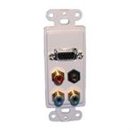 PHILMORE 75-1459 DECORA INSERT WITH VGA (HD15), COMPONENT VIDEO (3 RCA: RED, BLUE & GREEN) AND 3.5MM STEREO JACK, WHITE