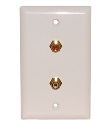PHILMORE 75-636 DOUBLE RCA JACK WALL PLATE, FEED-THRU TYPE