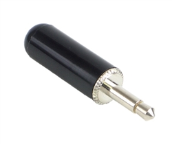 SWITCHCRAFT 750 TINI .141" MINI PHONE PLUG, BLACK PLASTIC   HANDLE, SOLDER LUG AND CABLE CLAMP TERMINALS