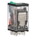 SCHNEIDER 792XDXM4L-24D RELAY 24VDC 4PDT "ICECUBE" 14 PIN,  6A@277VAC, 8A@120VAC/30VDC, WITH TEST BUTTON & LED, CUL/CSA