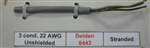 BELDEN 8443 CABLE 22AWG 3 CONDUCTOR STRANDED UNSHIELDED GRAY PVC CMG/FT4 600V 105C BLACK/GREEN/RED (305M = FULL ROLL)
