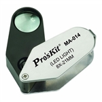 PROSKIT 902-239 8X LED LIGHTED FOLDING MAGNIFIER, COMES     WITH BATTERIES