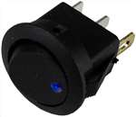 PICO 9415-1-11 ROUND ROCKER SWITCH SPST ON-OFF, 16A @ 12VDC, BLUE LED, 3/4" MOUNTING HOLE, QC TERMINALS