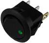 PICO 9415-3-11 ROUND ROCKER SWITCH SPST ON-OFF, 16A @ 12VDC, GREEN LED, 3/4" MOUNTING HOLE, QC TERMINALS