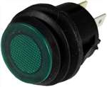 PICO 9416-3-11 PUSH ON / PUSH OFF GREEN BUTTON SWITCH SPST  ON-OFF, 16A @ 12V, 3/4" MOUNTING HOLE **RATED FOR 12V ONLY**