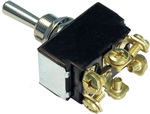 PICO 9439-11 METAL BAT HANDLE TOGGLE SWITCH DPDT ON-OFF-ON,  25A @ 12VDC, SCREW TERMINALS ** RATED FOR 12V ONLY **