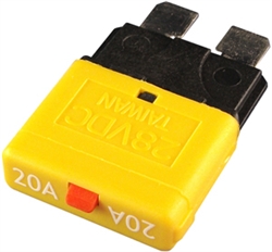 PICO 9526-11 CIRCUIT BREAKER / FUSE 20 AMP 12VDC TYPE3      ATC/ATO, MANUAL RESET ** MAXIMUM 28VDC **