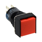 IDEC AB6Q-M2P-R MOMENTARY PUSH BUTTON SWITCH DPDT, 16MM     HOLE DIAMETER, RED SQUARE