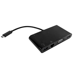 AD-UC-DS02 USB 3.1 TYPE-C TO HDMI, VGA, ETHERNET, USB 3.0,  USB TYPE-C, BLACK