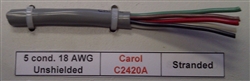 GENERAL CABLE CAROL 18AWG 5 CONDUCTOR STRANDED UNSHIELDED   GRAY PVC CMG 300V 60C C2420A (305M = FULL ROLL)
