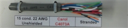 GENERAL CABLE CAROL 22AWG 15 CONDUCTOR STRANDED UNSHIELDED  GRAY PVC CMG 300V 60C C4073A (305M = FULL ROLL)