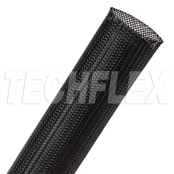 TECHFLEX CCP1.25 CLEAN CUT 1-1/4" BLACK FRAY-RESISTANT      EXPANDABLE PET BRAIDED SLEEVING (76M = FULL ROLL)