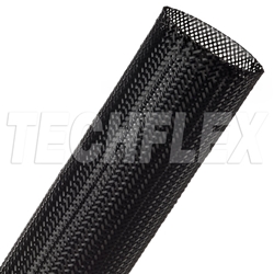 TECHFLEX CCP1.50 CLEAN CUT 1-1/2" BLACK FRAY-RESISTANT      EXPANDABLE PET BRAIDED SLEEVING (76M = FULL ROLL)