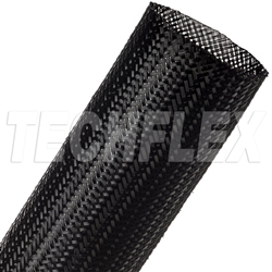 TECHFLEX CCP2.00 CLEAN CUT 2" BLACK FRAY-RESISTANT EXPANDABLE PET BRAIDED SLEEVING, 200 FOOT ROLL *SPECIAL ORDER*