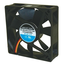 CIRCUIT TEST CFA248025MS 24VDC SLEEVE BEARING 3-WIRE FAN    80MM X 80MM X 25MM 37CFM 29.8DB 2700RPM