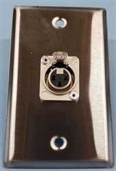 DIGIFLEX DGP-1G-STEEL-FX SINGLE GANG STAINLESS STEEL WALL   PLATE WITH ONE NEUTRIK NC3FDL-1 FEMALE XLR CONNECTOR