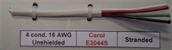 GENERAL CABLE CAROL E3044S 16AWG 4 CONDUCTOR STRANDED       UNSHIELDED PVC CMP/FT6 300V75C WHITE (305M = FULL ROLL)