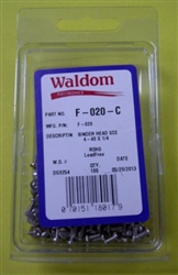 WALDOM F020C 4-40 1/4" STEEL-NICKEL PLATED MACHINE SCREW    BINDERHEAD 100/PACK