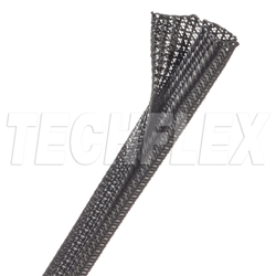 TECHFLEX F6N0.38 BLACK 3/8" SELF-WRAPPING SEMI-RIGID PET    SPLIT BRAIDED SLEEVING, NON-EXPANDABLE (23M = FULL ROLL)