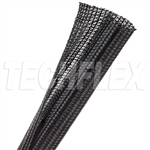 TECHFLEX F6N0.75 BLACK 3/4" SELF-WRAPPING SEMI-RIGID PET    SPLIT BRAIDED SLEEVING, NON-EXPANDABLE (30M = FULL ROLL)