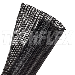 TECHFLEX F6N1.50 BLACK 1-1/2" SELF-WRAPPING SEMI-RIGID PET  SPLIT BRAIDED SLEEVING, NON-EXPANDABLE (23M = FULL ROLL)