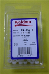 WALDOM FN855C 6-32 NYLON HEX NUT 100/PACK