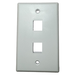 PSI DATA FP02PWH-S 2 PORT SINGLE-GANG KEYSTONE FACEPLATE,   FLUSH STYLE, WHITE