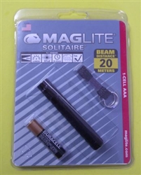 MAGLITE SOLITAIRE AAA FLASHLIGHT BLK W/BATT K3A016