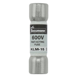 BUSS KLM-15 FUSE 15 AMP 600VAC/VDC FAST BLOW MELAMINE TUBE  (13/32" X 1-1/2") 15A 15AMP