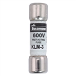 BUSS KLM-3 FUSE 3 AMP 600VAC/VDC FAST BLOW MELAMINE TUBE    (13/32" X 1-1/2") 3A 3AMP