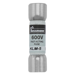 BUSS KLM-5 FUSE 5 AMP 600VAC/VDC FAST BLOW MELAMINE TUBE    (13/32" X 1-1/2") 5A 5AMP