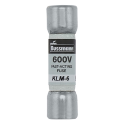 BUSS KLM-6 FUSE 6 AMP 600VAC/VDC FAST BLOW MELAMINE TUBE    (13/32" X 1-1/2") 6A 6AMP