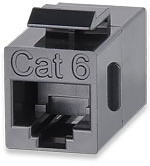 SIGNAMAX KRJ45/6S CAT6 PANEL MOUNT FEED-THRU COUPLER,       KEYSTONE STYLE, BLACK (RJ45 FEMALE TO RJ45 FEMALE)