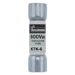 BUSS KTK-6 FUSE 6 AMP 600VAC FAST BLOW MELAMINE TUBE        (13/32" X 1-1/2") 6A 6AMP