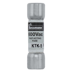 BUSS KTK-5 FUSE 5 AMP 600VAC FAST BLOW MELAMINE TUBE        (13/32" X 1-1/2") 5A 5AMP