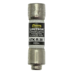 BUSS KTK-R-30 FUSE 30 AMP 600VAC FAST BLOW, CLASS CC REJECTION-TYPE MELAMINE TUBE (13/32" X 1-1/2") 30A 30AMP