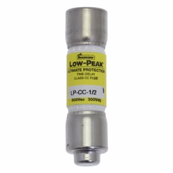 BUSSMANN LP-CC-1/2 FUSE 500MA 1/2 AMP 600VAC/300VDC CLASS CC LOW PEAK TIME-DELAY (0.41" X 1-1/2") 1/2A 1/2AMP