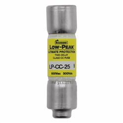 BUSSMANN LP-CC-25 FUSE 25 AMP 600VAC/300VDC CLASS CC LOW    PEAK TIME-DELAY (0.41" X 1-1/2") 25A 25AMP