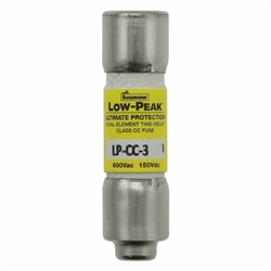 BUSSMANN LP-CC-3 FUSE 3 AMP 600VAC/150VDC CLASS CC LOW PEAK TIME-DELAY (0.41" X 1-1/2") 3A 3AMP