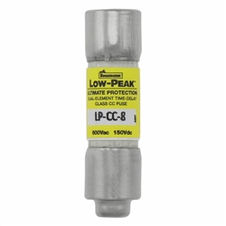 BUSSMANN LP-CC-8 FUSE 8 AMP 600VAC/150VDC CLASS CC LOW PEAK TIME-DELAY (0.41" X 1-1/2") 8A 8AMP