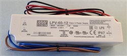 MEAN WELL LPV-60-12 LED DRIVER / POWER SUPPLY AC-DC 12V 5A  100-264V IN, ENCAPSULATED, CONSTANT VOLTAGE