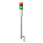 PATLITE LR4-202LJNW-RG 40MM 2-TIER SIGNAL TOWER, 24V DC, POLE MOUNT WITH L BRACKET AND CABLE, NO FLASHING/BUZZER, OFF-WHITE