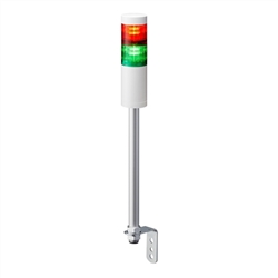PATLITE LR5-202LJNW-RG 50MM 2-TIER SIGNAL TOWER, 24V DC, POLE MOUNT WITH L BRACKET AND CABLE, NO FLASHING/BUZZER, OFF-WHITE