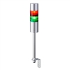 PATLITE LR6-202LJBU-RG 60MM 2-TIER SIGNAL TOWER, 24V DC, POLE MOUNT WITH L BRACKET AND CABLE, FLASHING/BUZZER, SILVER