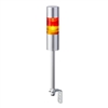PATLITE LR6-202LJBU-RY 60MM 2-TIER SIGNAL TOWER, 24V DC, POLE MOUNT WITH L BRACKET AND CABLE, FLASHING/BUZZER, SILVER