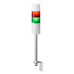 PATLITE LR6-202LJBW-RG 60MM 2-TIER SIGNAL TOWER, 24V DC, POLE MOUNT WITH L BRACKET AND CABLE, FLASHING/BUZZER, OFF-WHITE